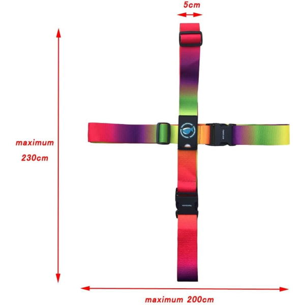 TG (Sateenkaaren värit) 1. Bagageremmi, Säädettävä Ristikkäinen Matkatavararemmi