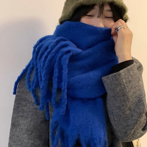 Vinterkashmirhalsduk Lång Tofsar Scarves Mörkblå