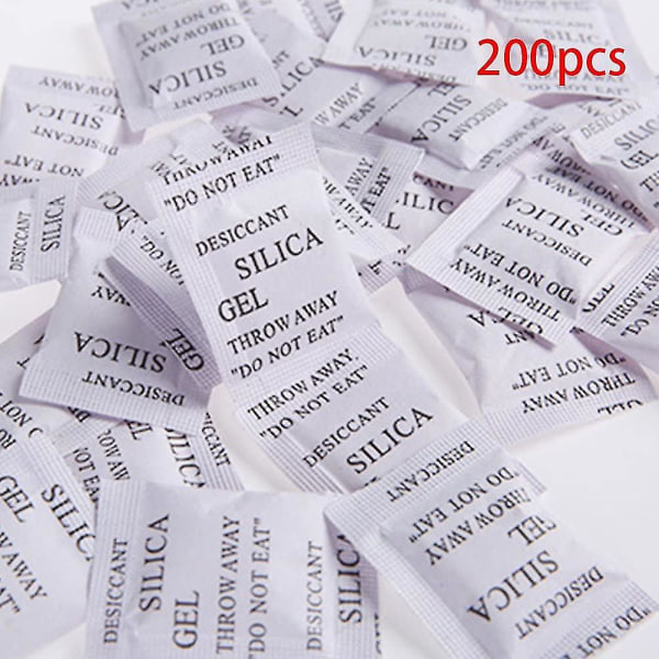 Torkmedelspåsar, 200-pak X 1g Silica Gel Sachet-pakke Fukt 1G