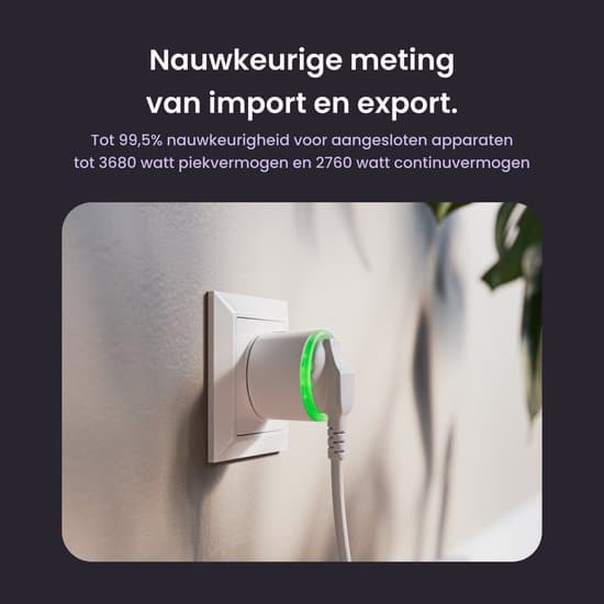 Smartplugg med energiovervåking, Wi-Fi strømmålerkontakt 3680W med appkontroll, tidsplan, hvit