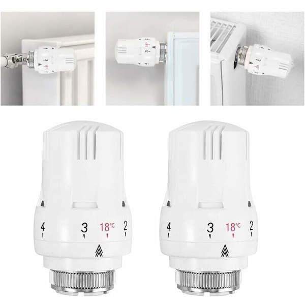 Sett med 4 termostathoder, termostatisk radiatorventil, termostatisk radiatorhode, termostatisk radiatorventil M30 x 1.5..DEBUNS