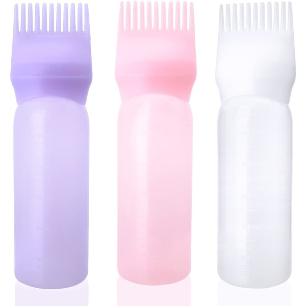 TG Hiusjuuren kampa-applikaattoripullo hiusjuuren kampaväri-applikaattoripullo, jossa kaltevuus vaaleanpunainen + valkoinen + violetti