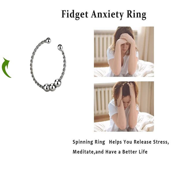 Justerbare anti-stress ringer med roterbare perler Silver Sølv