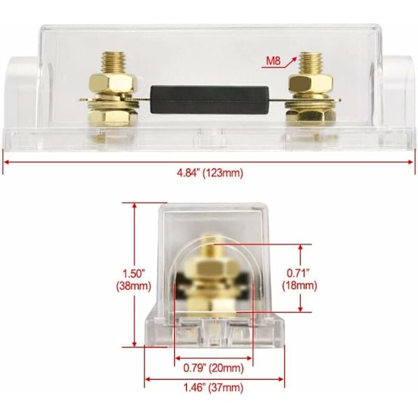 Bilsikringsholder - Audio, Video, Stereo ANL - Gauge 0 2 4 - Input og Output med 250A ANL Sikring