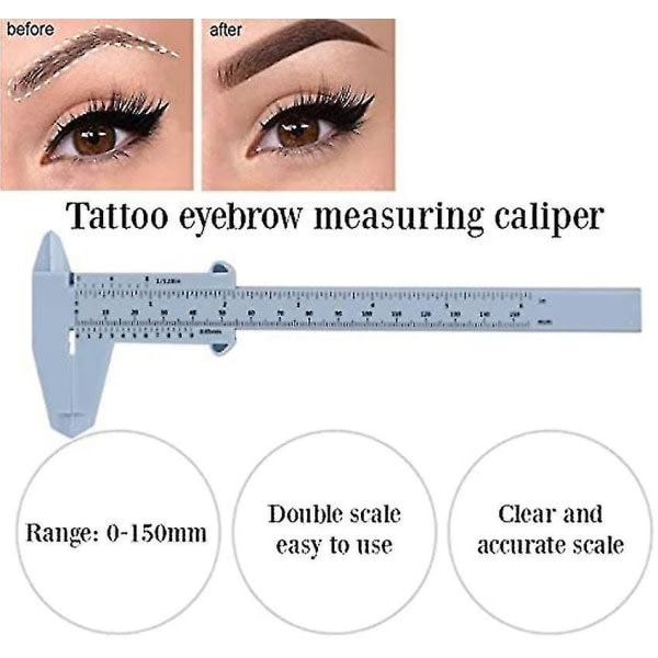 Galaxy Återanvändbar Vernier-ok for at måle øjebryn, 150 mm DIY-ögonbrynslinjalmall