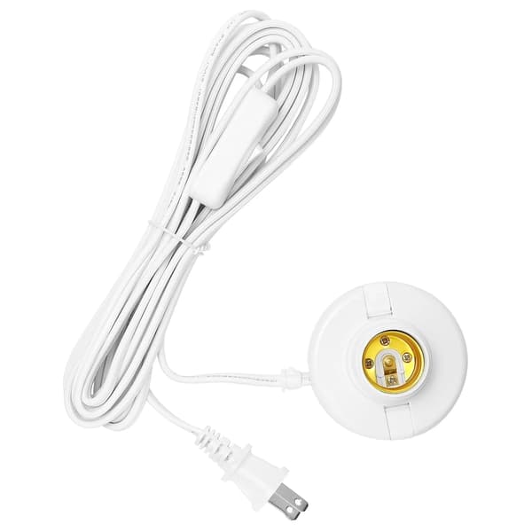 E26 E27 Plug-in Lamphållare med På/Av-brytare, 4,5 m Förlängningssladd, Kopparinnerring för Hemmabelysning, Vit, 2-pack