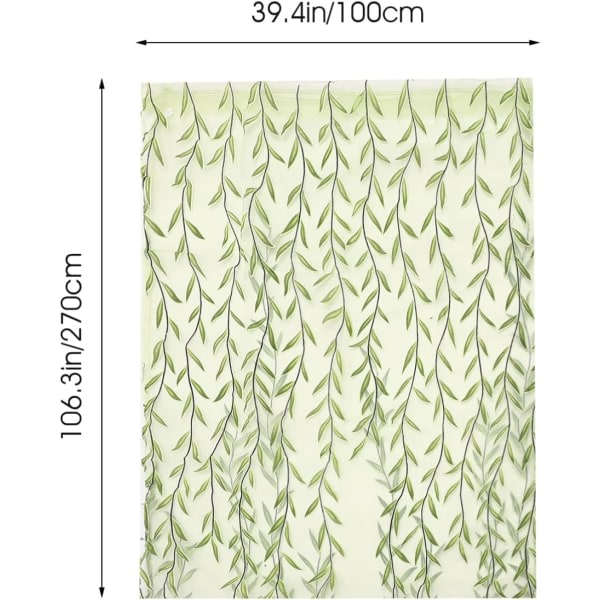 Galaxy Transparent Voile Dekorativ Gardin för Sovrum Vardagsrum Blommor Print 100 x 270 cm (Grön)