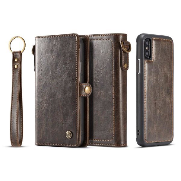CaseMe Wallet Case Brun med magnetisk skal PU-læder til iPhone X Brun