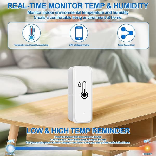 2-pack smart WiFi-termometer och hygrometer, appövervakning och dataloggning, för växthus och vinkällare, vit
