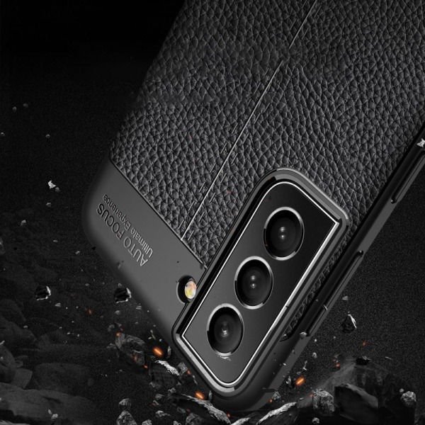 Samsung Galaxy S22 TPU-kotelo Litchi-tekstuurilla - Musta Musta