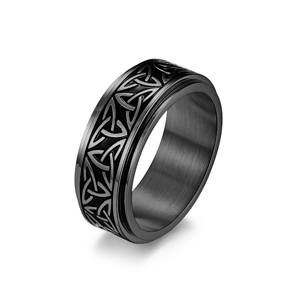 Nordisk norsk vikingtriangelknut roterbar titanstålring för män och kvinnor avslappnande fingerring handsmide black 11#