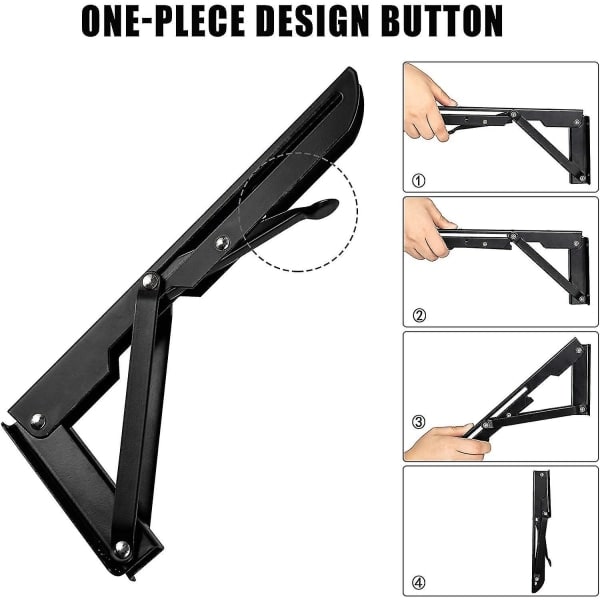 2 stk. Foldbare Hyldebeslag - Heavy Duty Metal Foldbar Trekant Hylde, DIY Væghængt Foldbart Bordhængsel, Pladsbesparende til Bænkbord