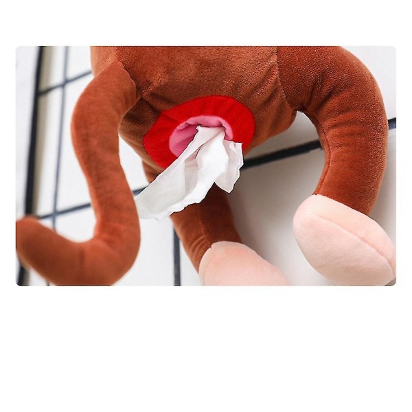 Plush Pipi Monkey Toy Style Anime Vevduksholder Vevduksboks for bil hjemme bad