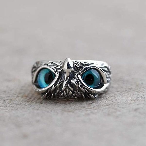 Ugle Djæveløje Ring Retro Kreativ Overdreven Dyr Par Åbning Justerbar Ring Grænseoverskridende Engros (Farve: Rødøjet Ugle Ring)