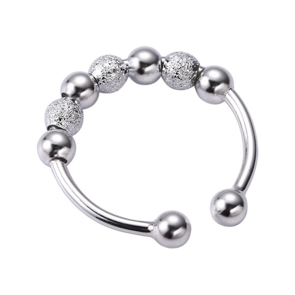 Anti-stress ring med 7 roterbare kobberperler Silver Sølv