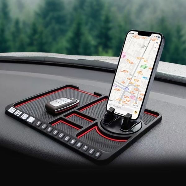 Bil Dashboard Halkskyddsmatta i Gummi, 10''x7'' Universal Halkskyddsmatta för Bilens Instrumentbräda för Telefoner Solglasögon Nycklar Röd