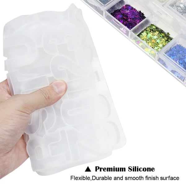 TG 280 Styck Silikon alfabetet Resin Molds Kit, Bokstavsnummer Epoxi Res