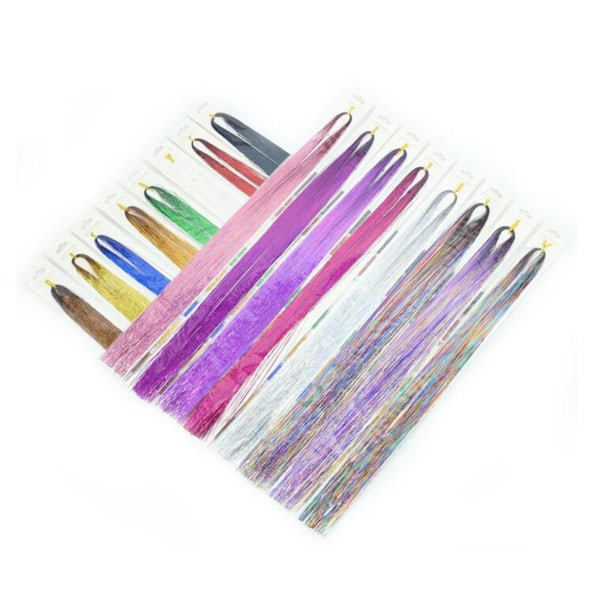 TG 12 farger hårforlengelse Tinsel Kit 2400 tråder for styling 94cm
