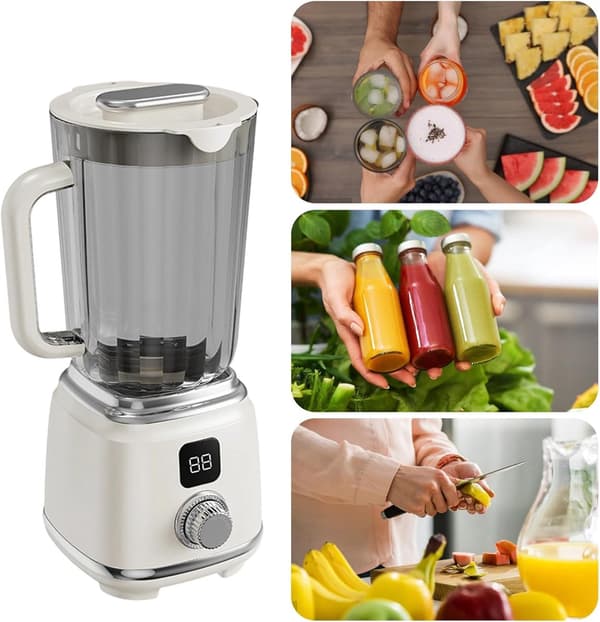 Bärbar juicepress, USB-uppladdningsbar, LED-display, 40/60-sekunders timer, för hem, kontor, gym och utomhusbruk, vit