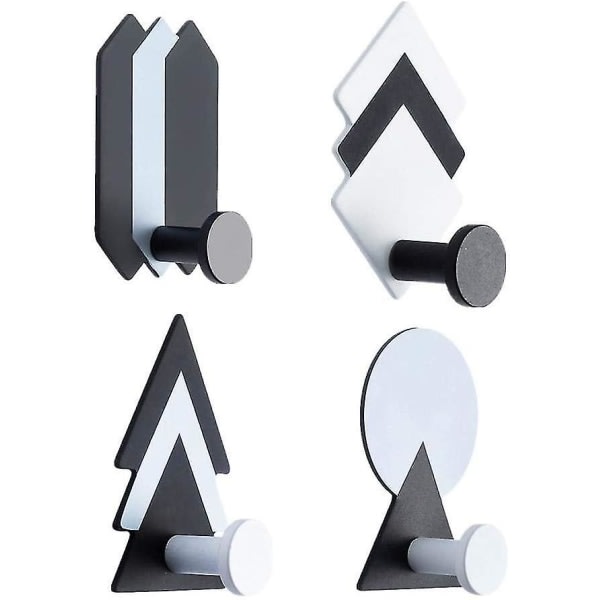 4 st Geometriska Sticky Hooks Väggmonterade klädhängare Creative Hook Organizer Galgar