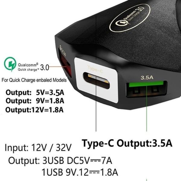 TG Effektfull Snabbladdare Billaddare för Mobiler Svart