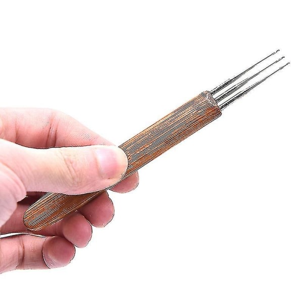 3 st 0,5 mm Dreadlock Virknål Krok Bambu Handtag Krokar Verktygstillverkning