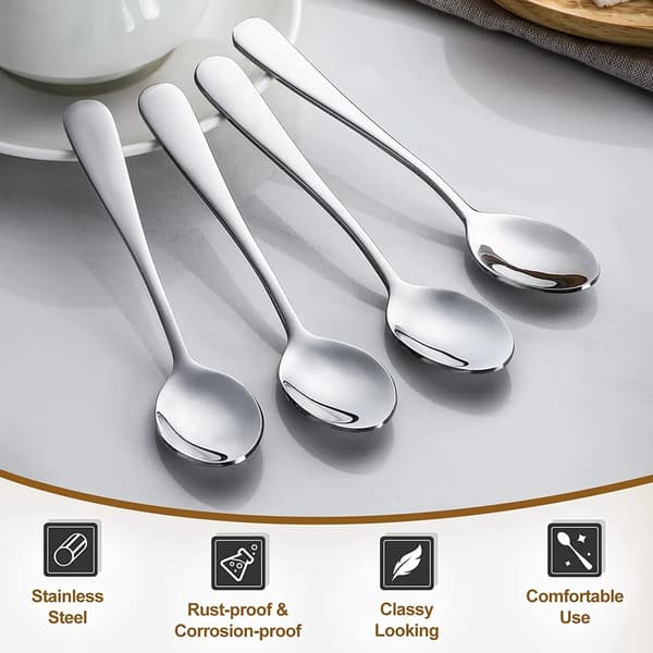 Demitasse espressoskeer 4 tommer rustfrit stål mini kaffe te dessert bestik til hjemmecafé, 12 stk.