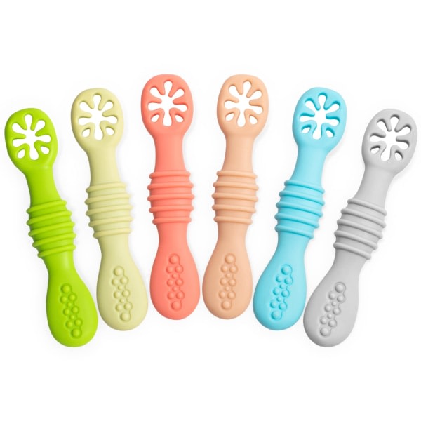 TG Baby Learning Spoon Set, extra mjuk silikoni BPA-fri, Baby Feedi