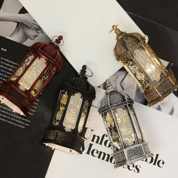 Islamisk batteridriven lykta, muslimsk LED-lampa, arabisk studiebelysningslampa