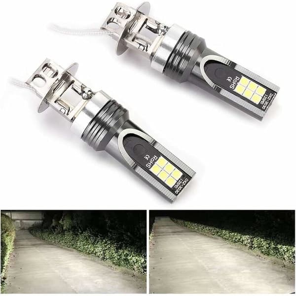 2 stk. LED-frontlyspære, 2525 12LED bil frontlys erstatning for H3 frontlyspære DC12V-24V hvit 6500K-7500K