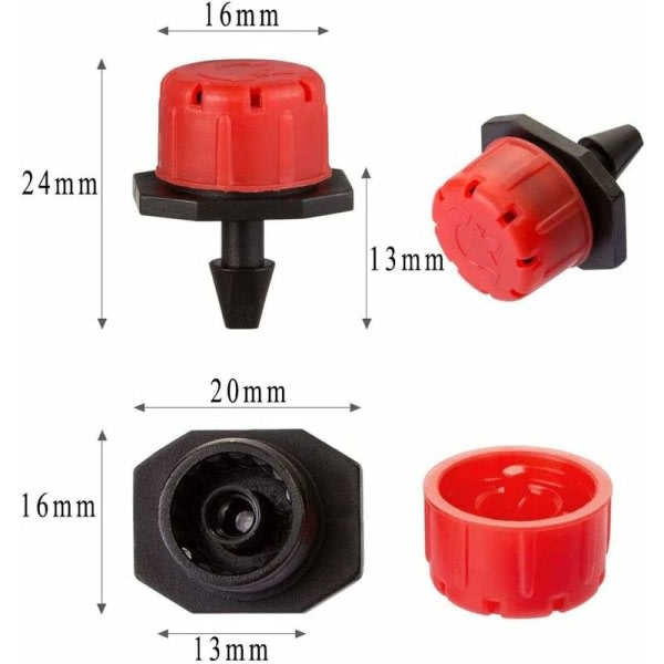 Mikrodrippare, 100 st Justerbara Plast Mikrodrippare Emitter Microbevattning Justerbar sprinkler Vattendroppare för växter Växthus DIY Trädgård