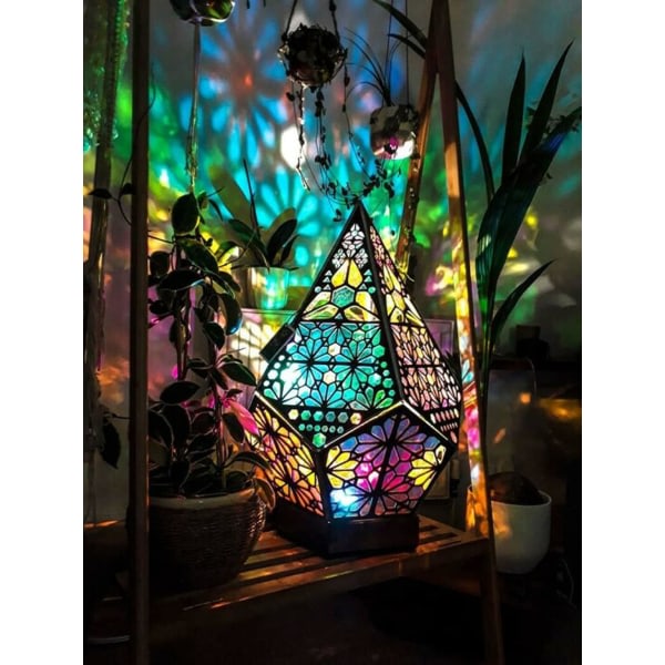 Polar Star stor gulvlampe, LED farveglada diamantlys, bohemisk dekorativ golvlampa