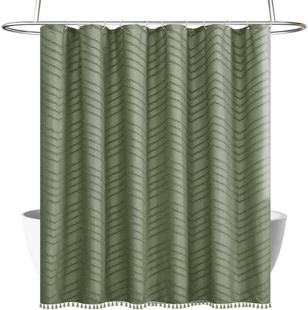 Duschdraperi - Modernt - Lantligt - Texturerat - Tuftat - Polyester - Grönt - 183*183 cm