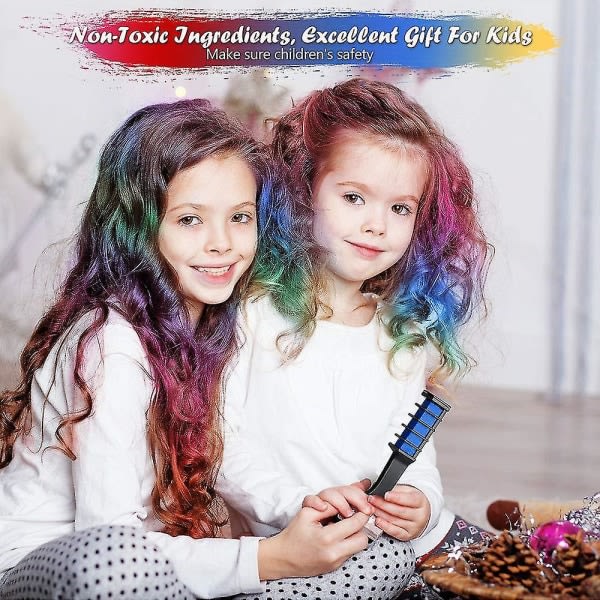 TG 2 oppsett hårkrita for flickor Julklappar for jenter alder 7 8 9 10 11 12, tvättbar midlertidig hårfärg for barn, hårkrita for barn