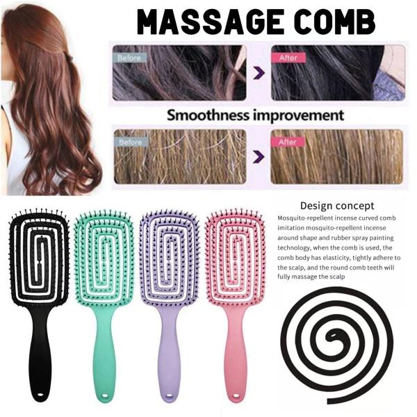 TG Hår Hårbotten Massage Kam Hårborste Borst Nylon Kvinnor Vått Krullat Grøn One-size