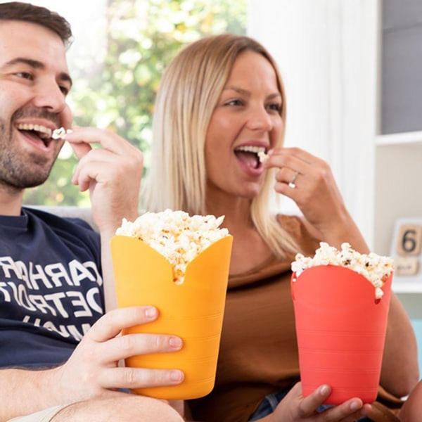 TG 2-pack Hopfällbara Popcornbehållare för Mikrovågsugn Röd