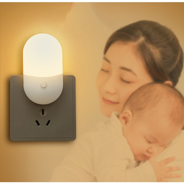 2-pack LED-nattlampor, automatisk nattlampa med 5 ljusstyrkenivåer