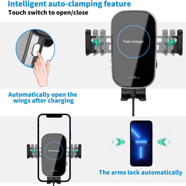TG Mobiltelefonholder Lader for bil, bilfeste trådløst
