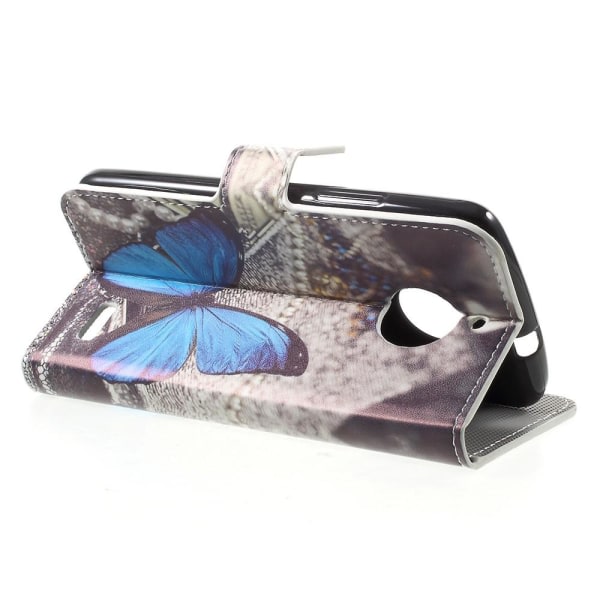 Motorola Moto E4 Wallet Case - Blå Butterfly Blå