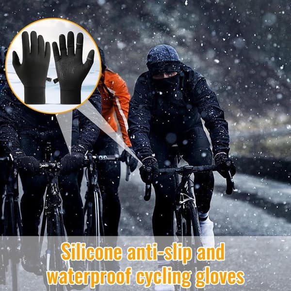 Vinterhandsker - Touchscreen-handsker - Cykelhandsker - Herrehandsker - Varme og vindtætte sportshandsker - Sort