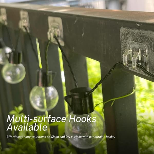 100-pack Light String Hooks - Easy Installation, Wire Holders for Balconies, Patios, and Garden Parties - Robust and Weather-Resistant