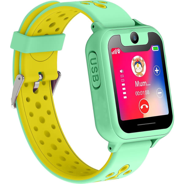 Smartwatch-telefon til børn med Lbs Tracker - Pojkar & Flickor Lbs-positionsure med kameraspil, Grøn, Barn, unisex