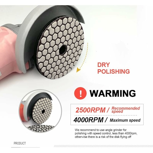 7 stk Diamantpoleringsskive 4\"/100mm Tørre Diamantpoleringsputer for Marmor, Granitt, Stein, Betong (50)
