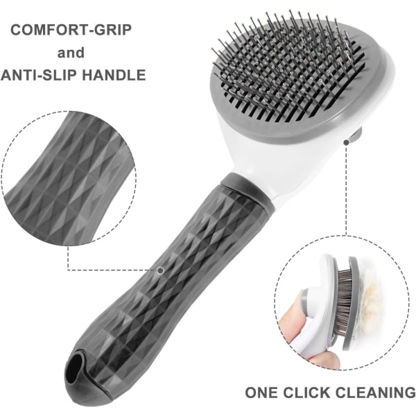TG 2 pakker Universal Cat Grooming Brush - For långt hår - Selvrengöring
