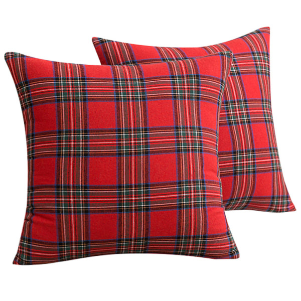 Sett med 2 jule-skotsk tartan putetrekk Cus