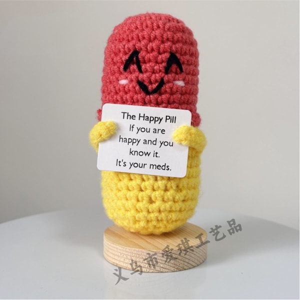 Amazonin myydyin villainen Emotional Support -sammakko, käsin virkattu koriste, positiivisen energian kortti Happy Capsule-Red 1