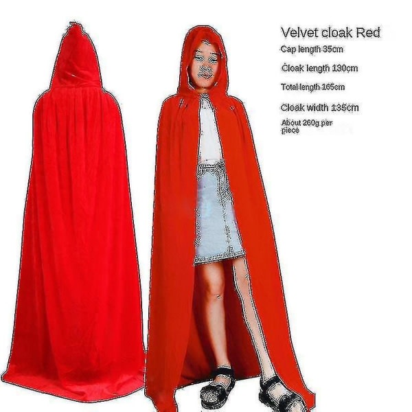 Kappa Halloween Kostume Ballkjole Op Barn Voksen Kappe Sort Guld Fløjl Kappe Vampyr Reaper Cl Rød