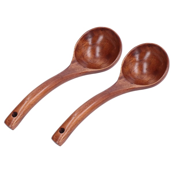 Treøsekk med lang håndtak sett for grøt kaffe dessert 8 cm skje bredde 0.4