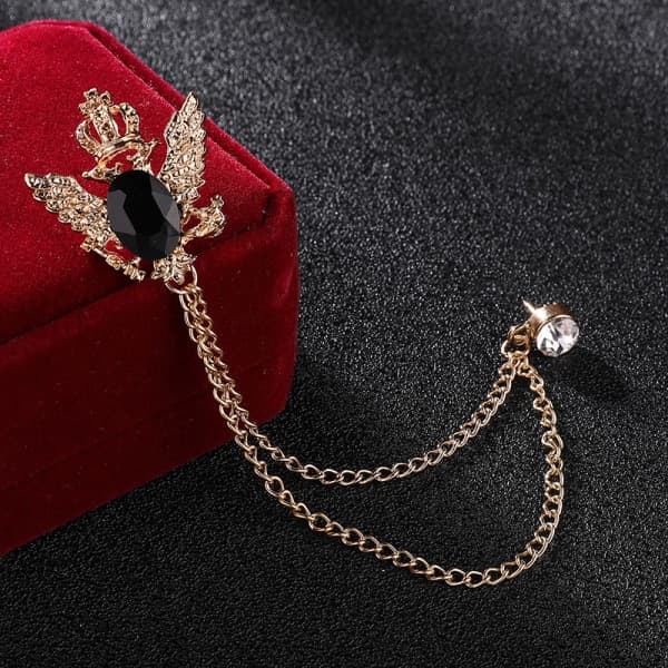 Mænds broche jakkestik, dekorativ broche med nål Sort Perle