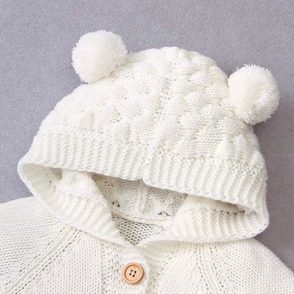 Nyfødt baby ørehætte strikket sparkedragt overall varmere snedragt til drenge piger 80cm 80 cm 80 cm Beige